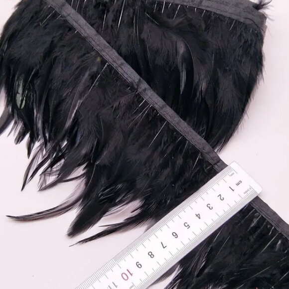 9 Yards Black Feather Fringe arts & crafts supplies - Picture 2 of 4